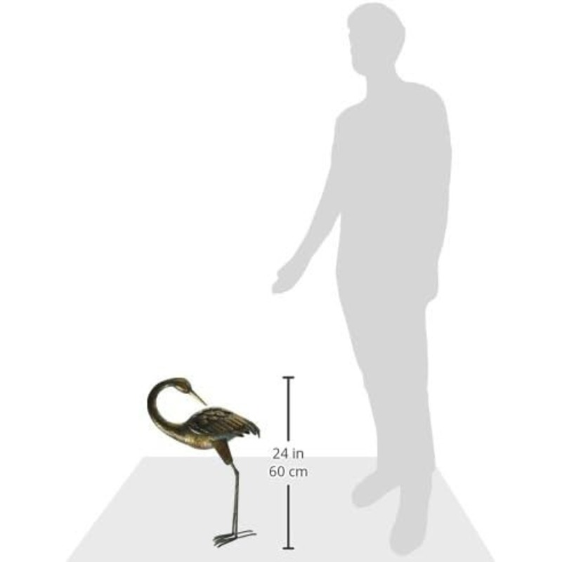 Regal Art & Gift , 21.5 in. Preening Crane Statue, Copper Patina 