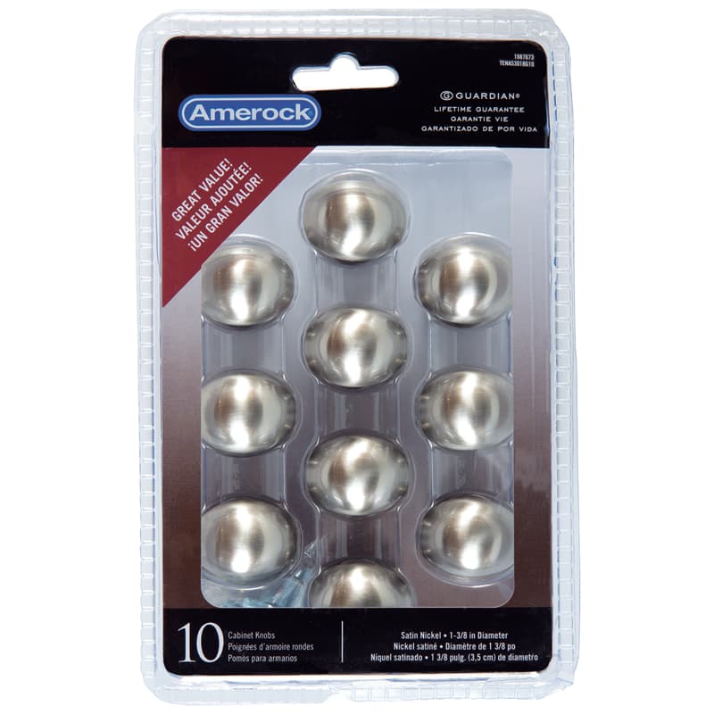 Amerock Allison Oval Cabinet Knob 1-3/8 in. D 1 in. Satin Nickel 10 pk