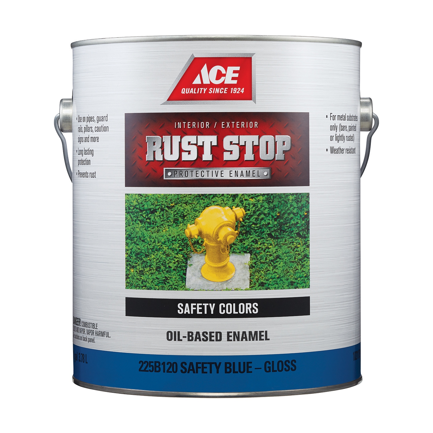 Ace Rust Stop Indoor / Outdoor Gloss Safety Blue Oil-Based Enamel Rust Preventative Paint 1 gal
