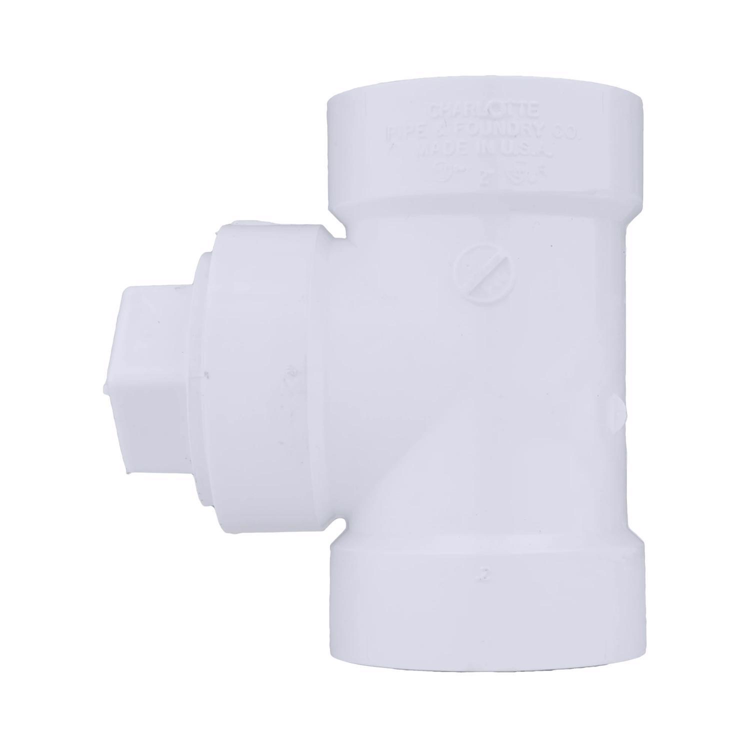 Charlotte Pipe 2 in. Hub X 2 in. D Hub PVC Cleanout Tee 1 pk