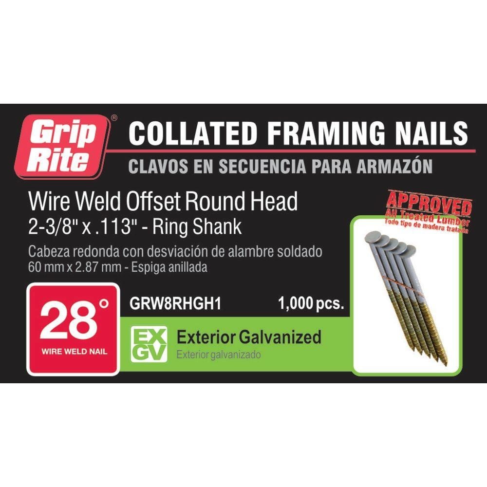 Grip-Rite 2-3/8 in. x 0.113 in. 28° Hot Dipped Galvanized Ring Shank