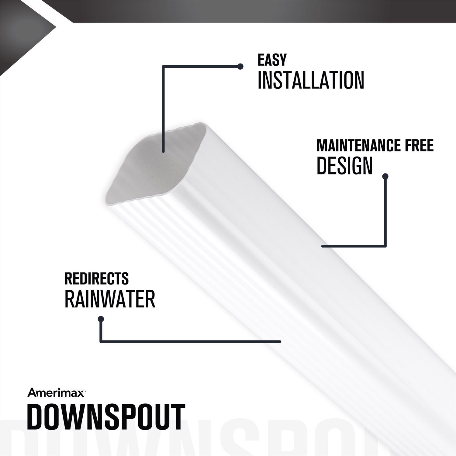 Amerimax 2 in. H X 3 in. W X 10 ft. L White Vinyl Rectangular Downspout