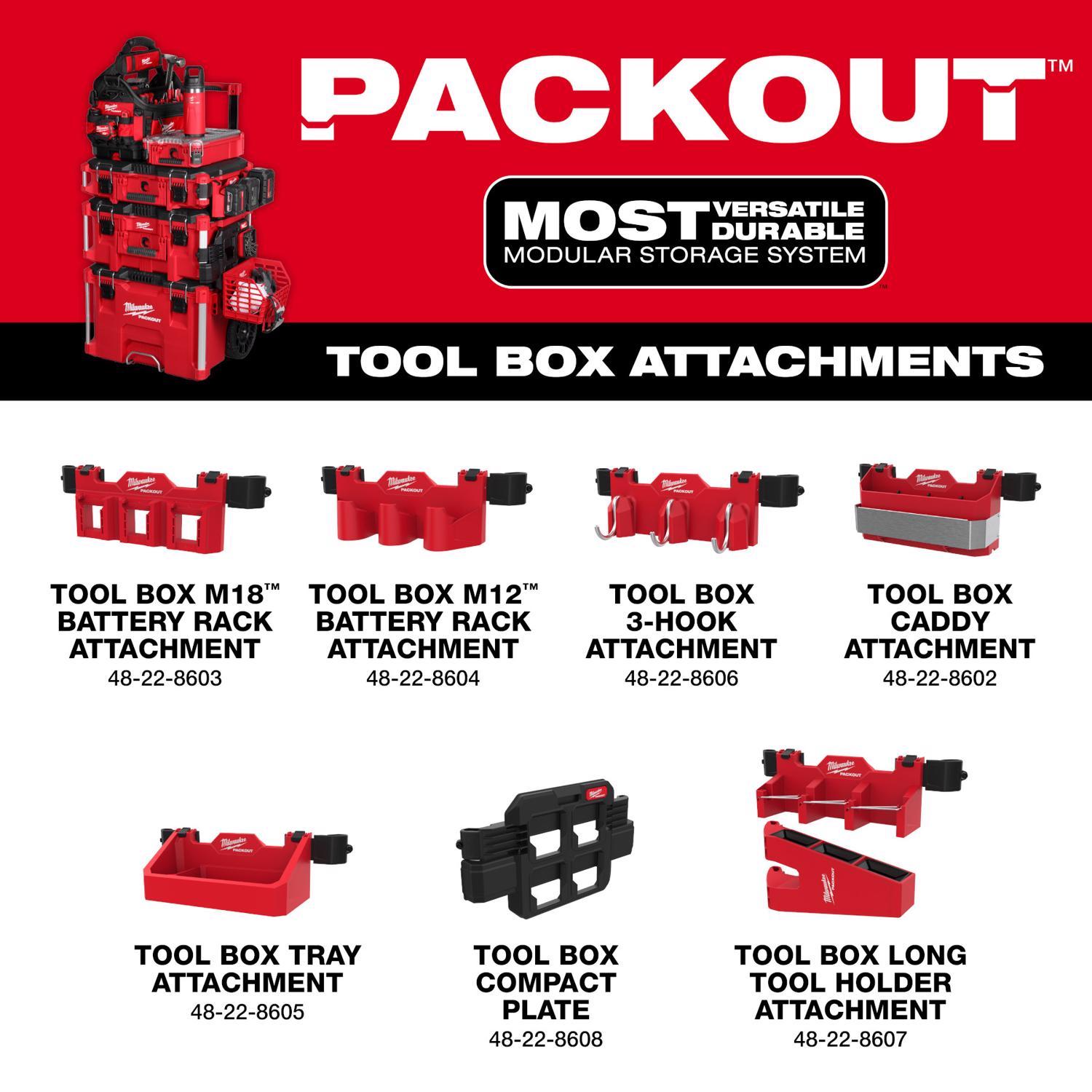 Milwaukee Packout 5.5 in. W X 6 in. H Tool Box Attachment M12 Battery Rack Black/Red