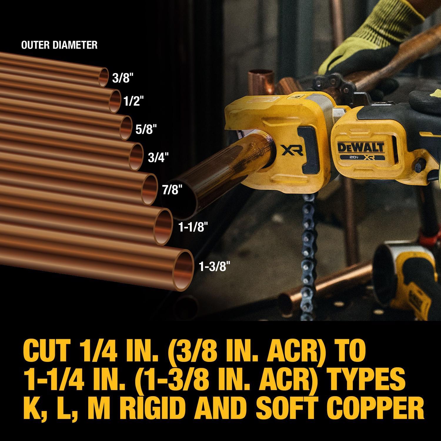 DeWalt 20V MAX XR 1-1/4 in. Copper Tubing Cutter Black/Yellow 1 pc