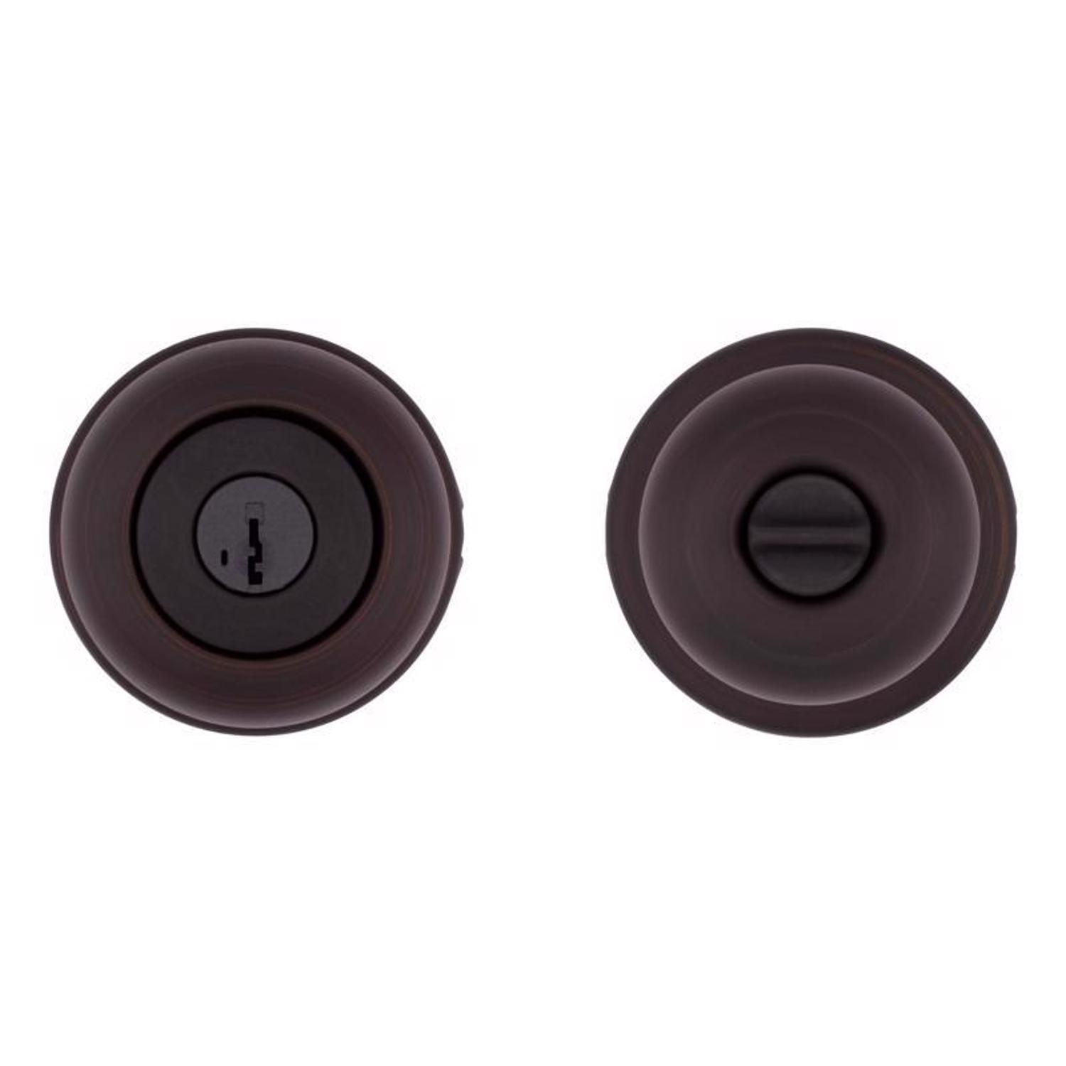 Kwikset SmartKey Security Cove Venetian Bronze Entry Door Knob KW1 2-3/4 in.