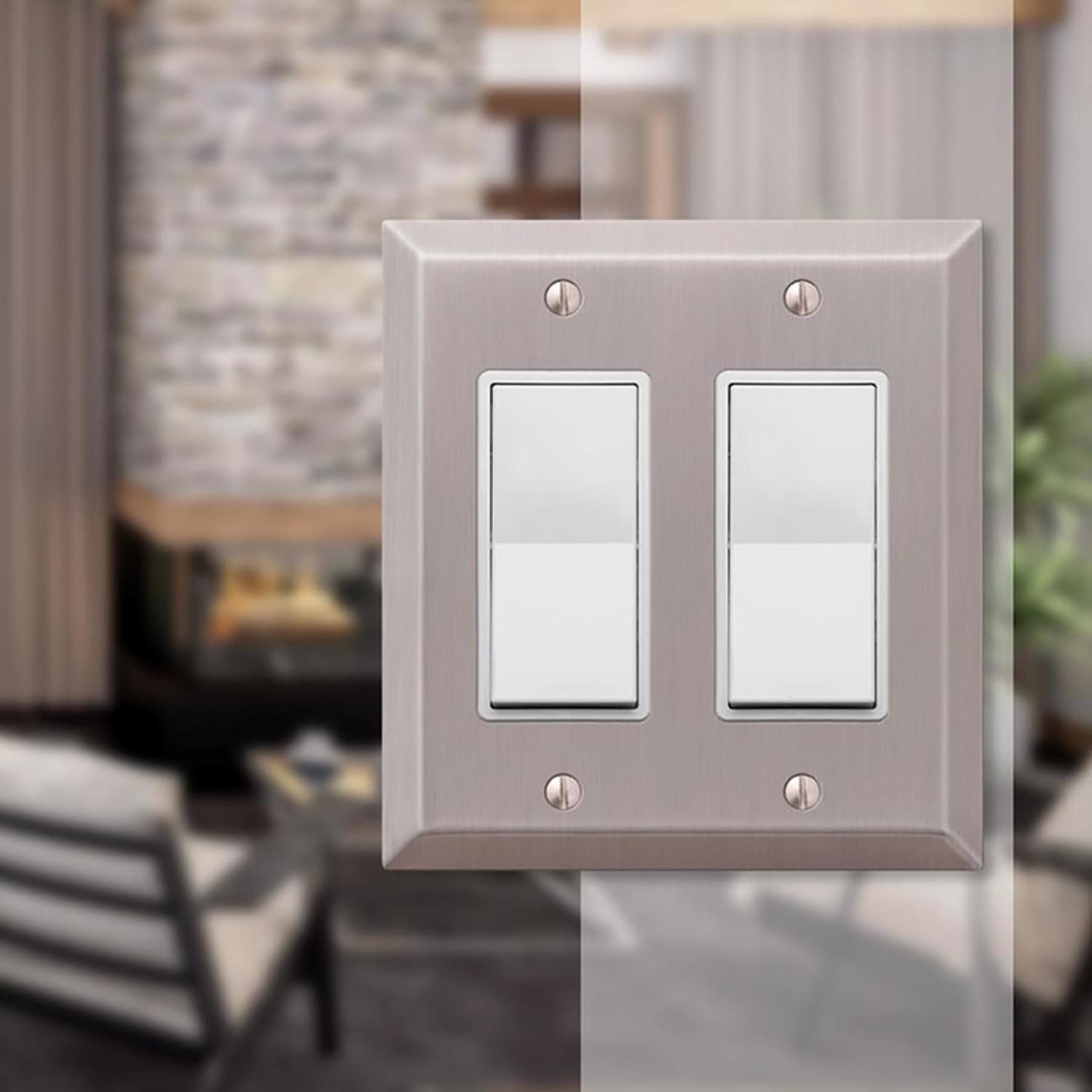Amerelle Century Brushed Nickel 2 gang Stamped Steel Decorator Wall Plate 1 Pack
