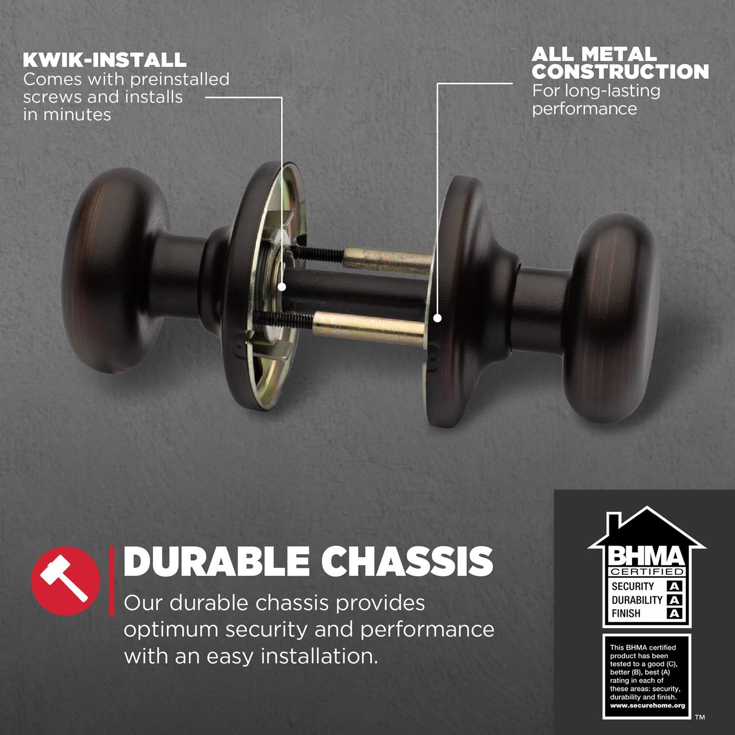 Kwikset Juno Venetian Bronze Passage Door Knob 1-3/4 in.