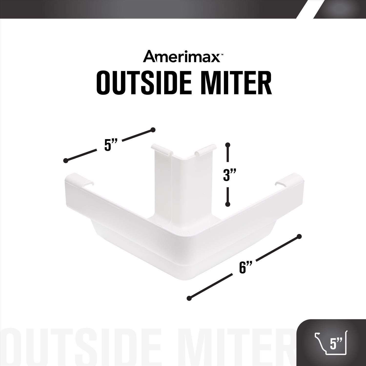 Amerimax 6 in. H X 6.15 in. W X 6.25 in. L White Vinyl K Outside Corner