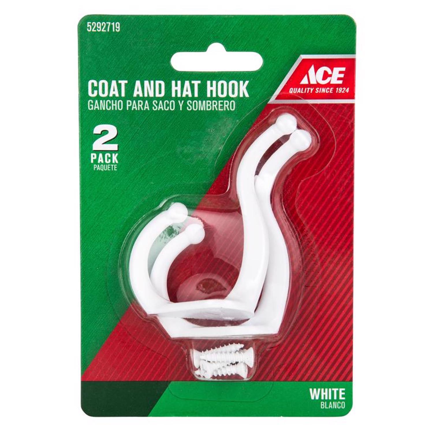 Ace 3 in. L Galvanized White Metal Small Coat and Hat Hook 2 pk