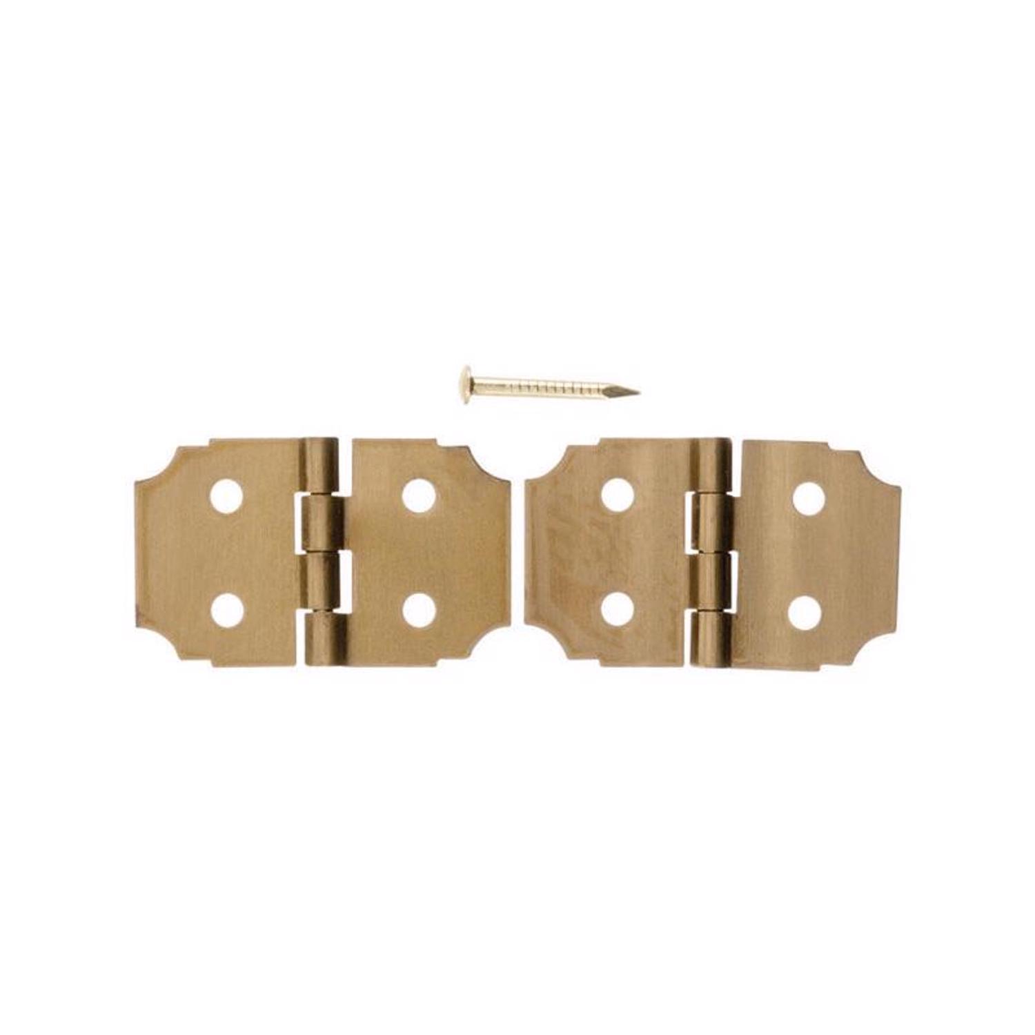 Ace 5/8 in. W X 1 in. L Polished Brass Brass Decorative Hinge 2 pk