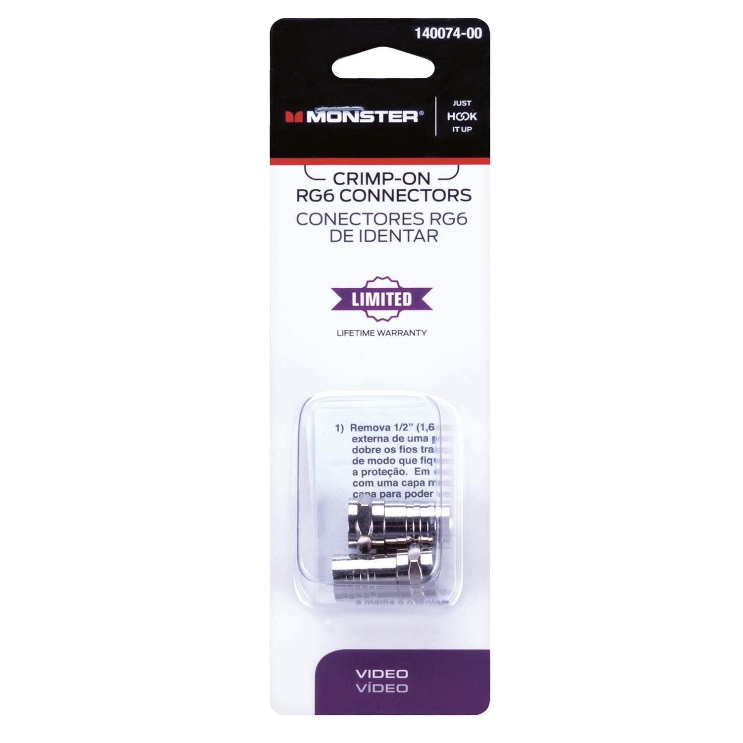 Monster Just Hook It Up Crimp-On RG6 Coaxial Connector 2 pc