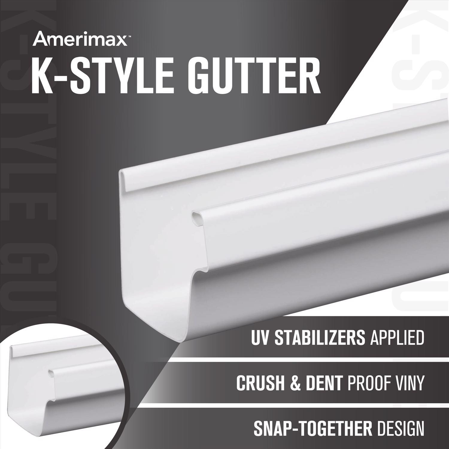 Amerimax 4.5 in. H X 5 in. W X 120 in. L White Vinyl K Gutter