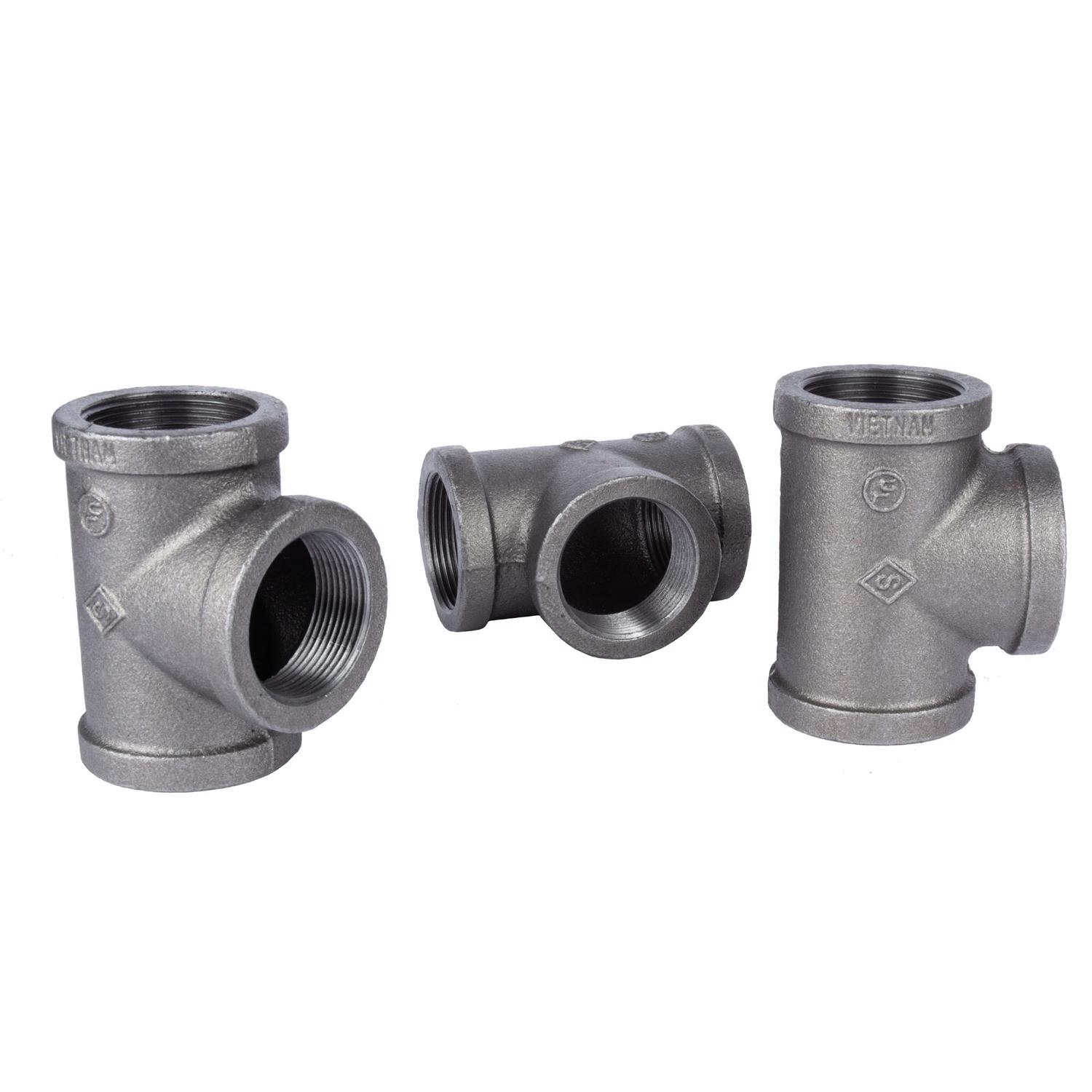 STZ Industries 1-1/2 in. FIP each X 1-1/2 in. D FIP 1-1/2 in. D FIP Black Malleable Iron Tee