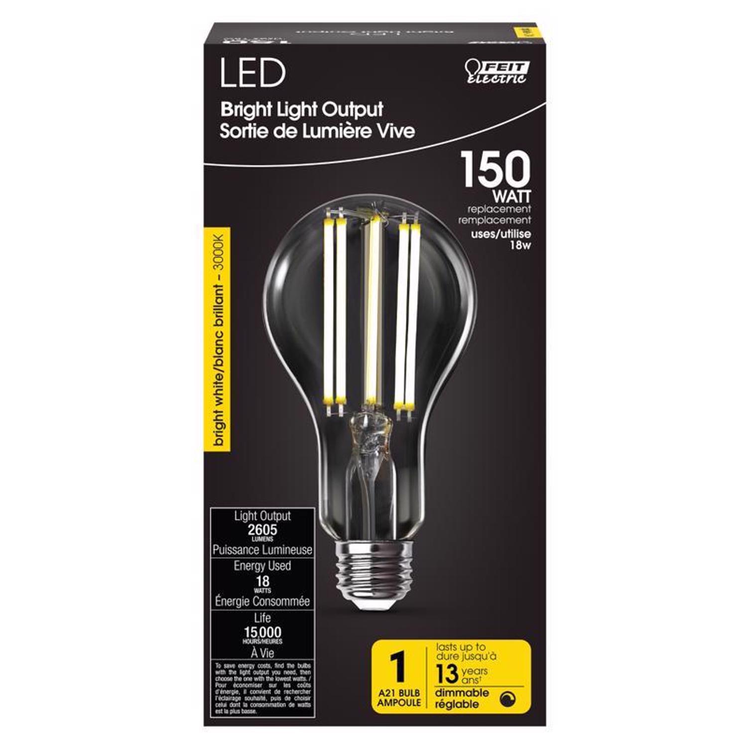 Feit A21 E26 (Medium) Filament LED Bulb Bright White 150 Watt Equivalence 1 pk