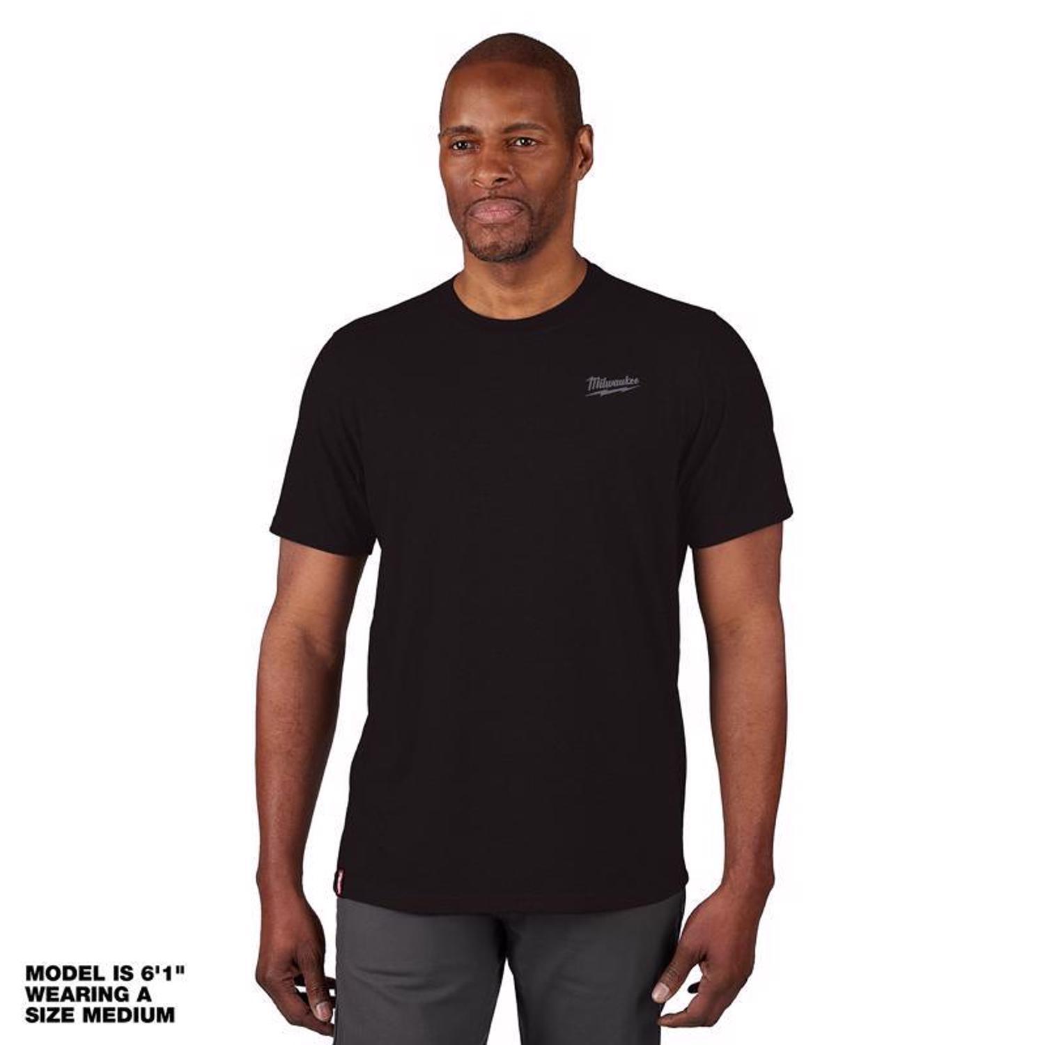 Milwaukee L Short Sleeve Men's Crew Neck Black Hybrid Work Tee Shirt