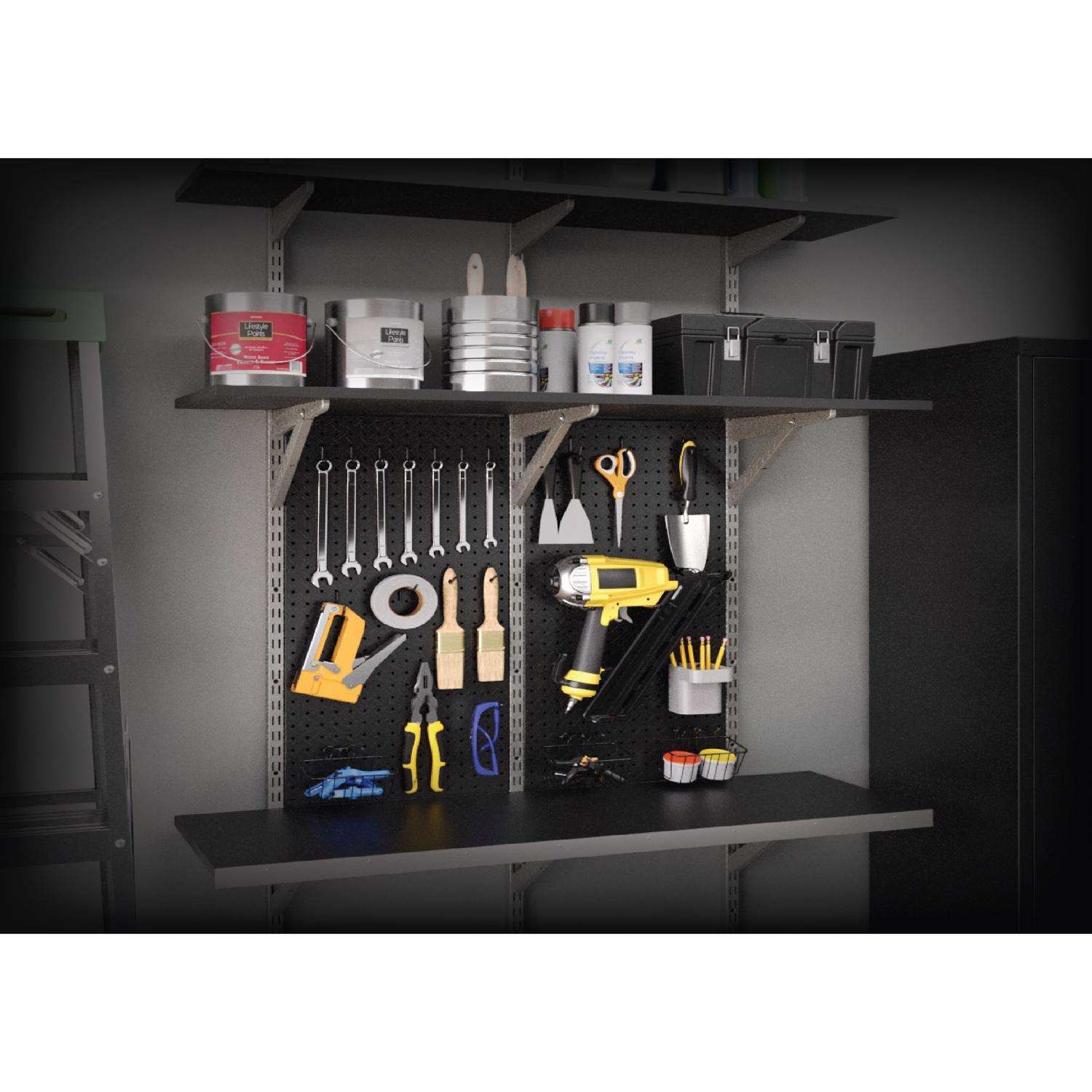 Knape & Vogt HEAVYWEIGHT Diamond Plate Steel Pegboard Black