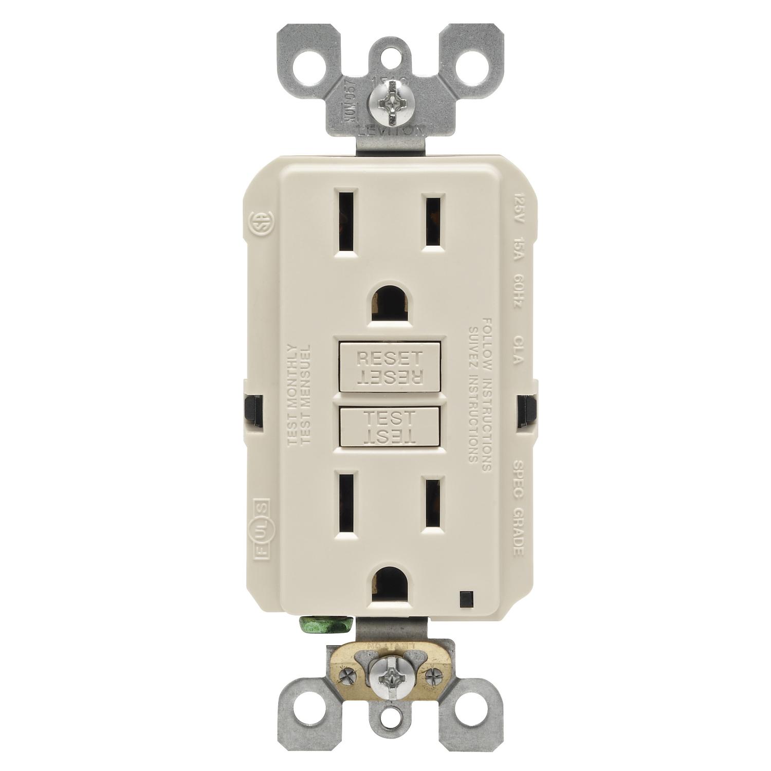 Leviton SmartlockPro 15 amps 125 V Duplex Light Almond GFCI Outlet 5-15R 1 pk