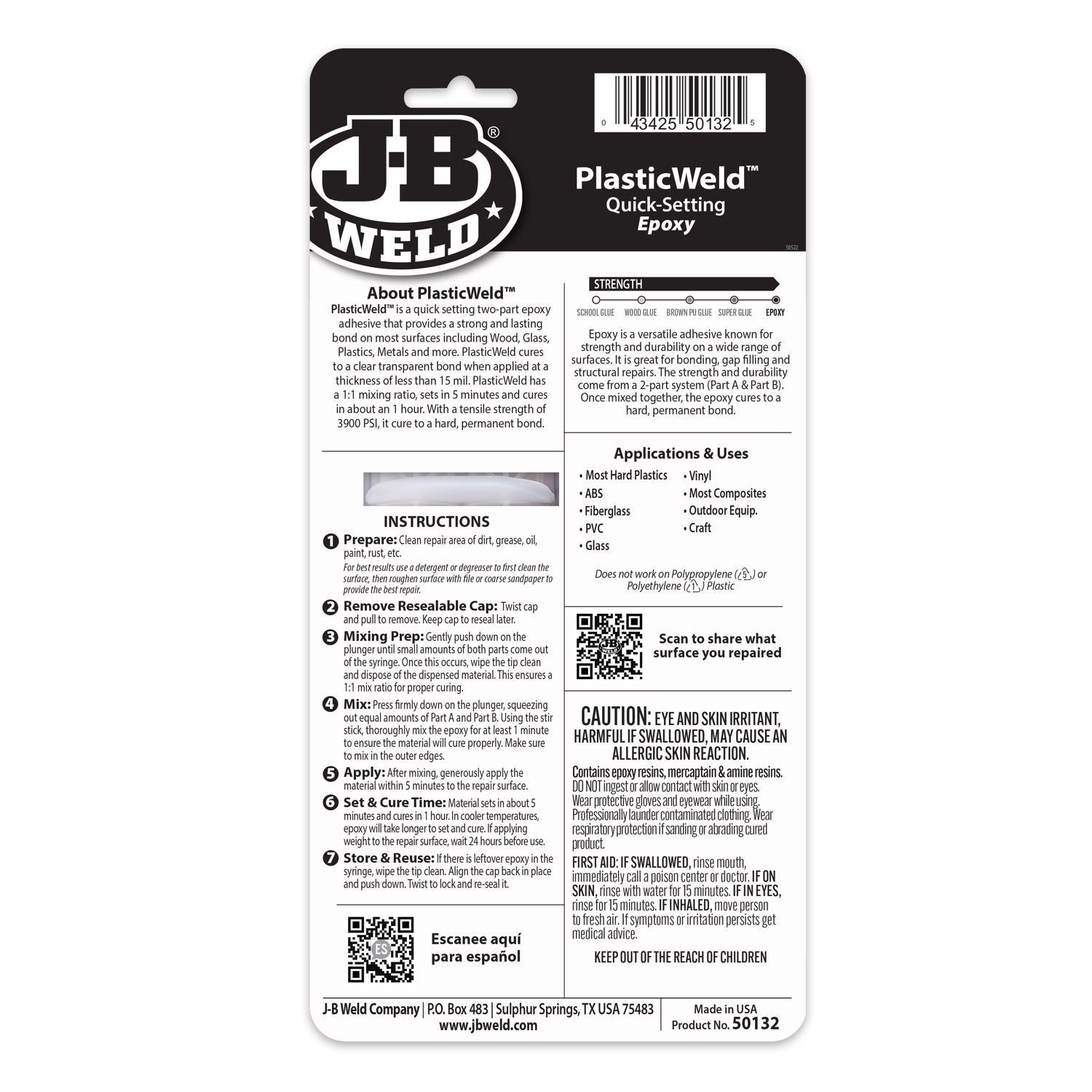 J-B Weld Plastic Weld High Strength Automotive Epoxy Gel 0.85 oz