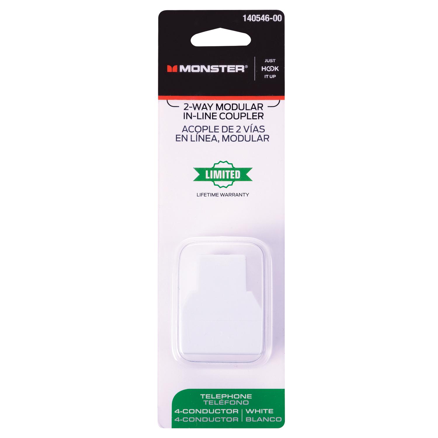 Monster Just Hook It Up 0 ft. L White 2-Way In Line Coupler