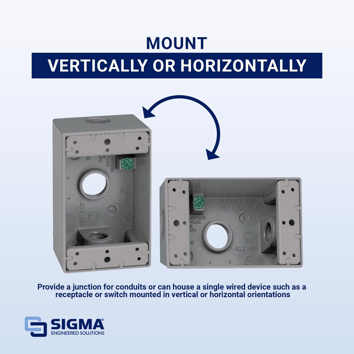 Sigma Engineered Solutions New Work 18.3 cu in Rectangle Die-Cast Metal Weatherproof Box Gray