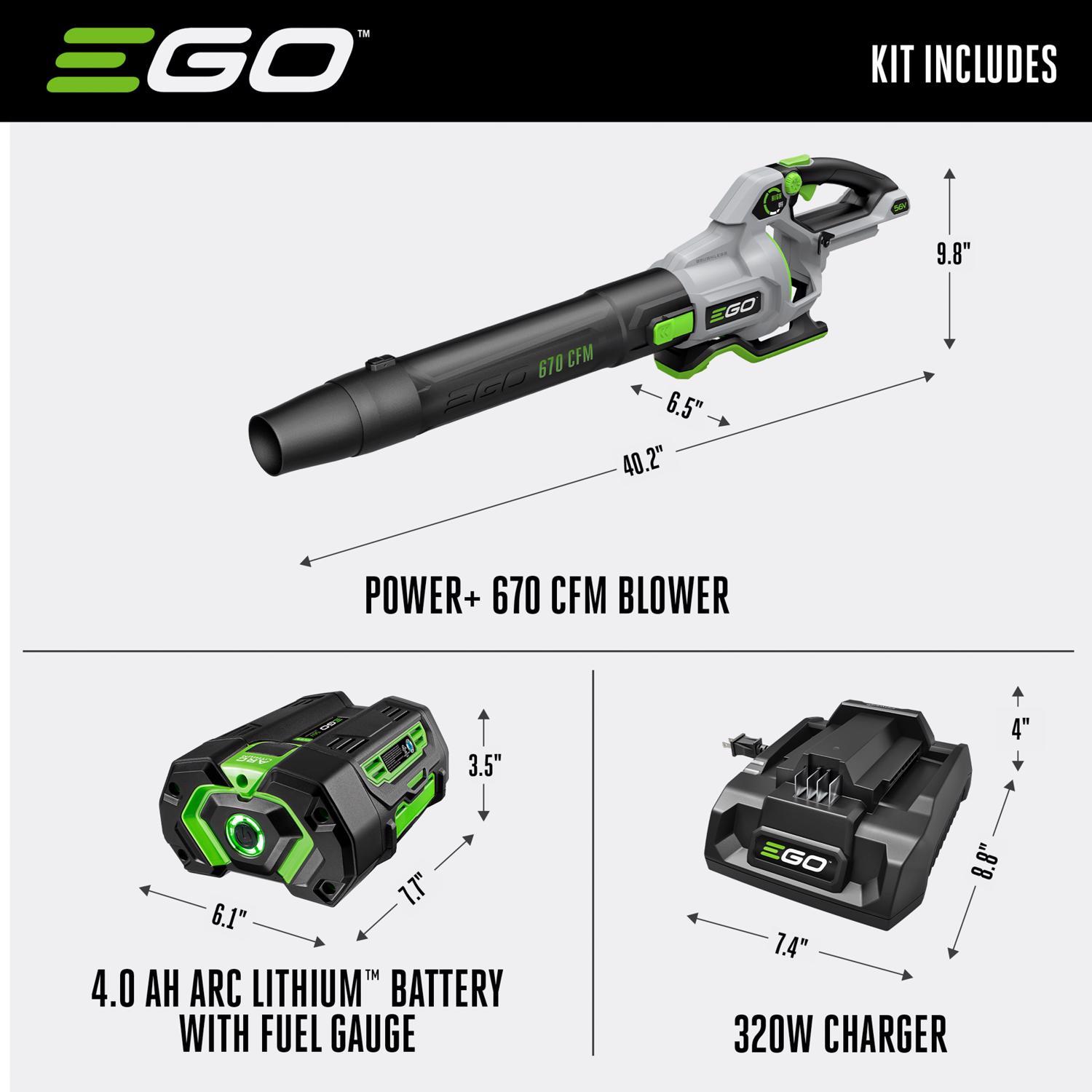 EGO Power+ LB6703 180 mph 670 CFM 56 V Battery Handheld Leaf Blower Kit
