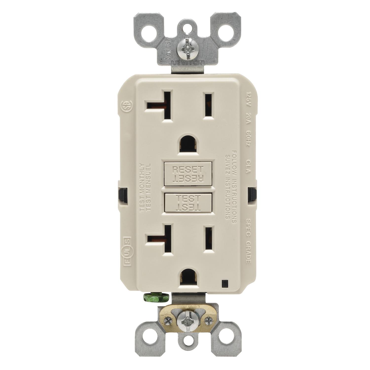 Leviton SmartlockPro 20 amps 125 V Duplex Light Almond GFCI Outlet 5-20R 1 pk