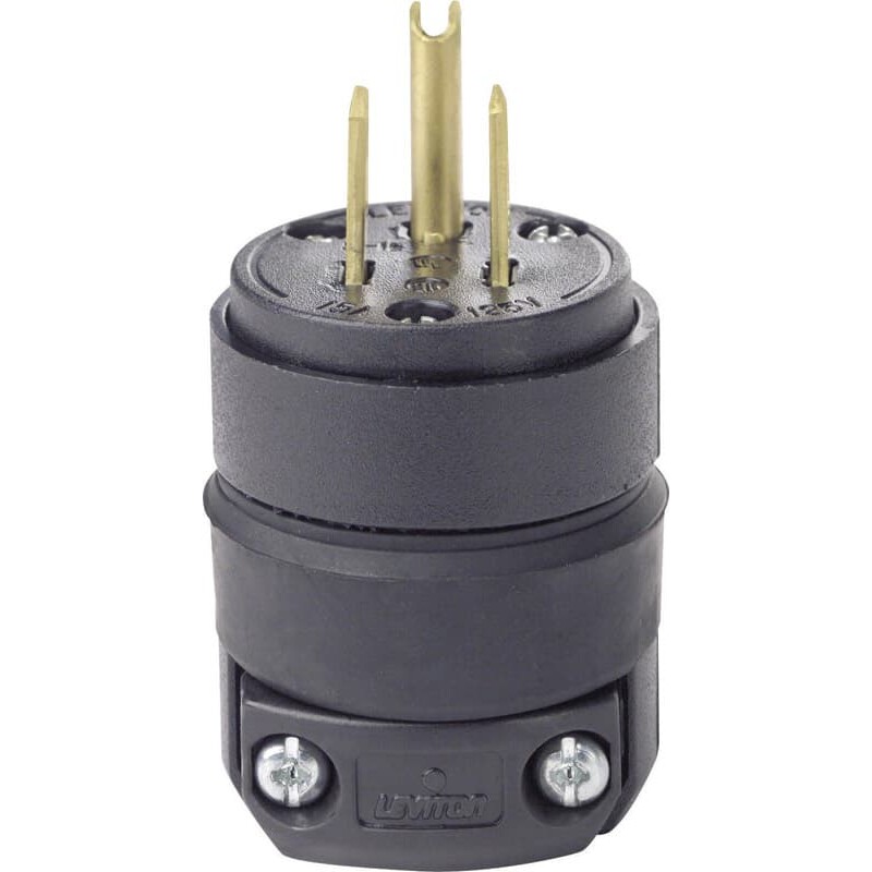 Leviton Residential Rubber Ground/Straight Blade Plug 5-15P 18-12 AWG 2 Pole 3 Wire