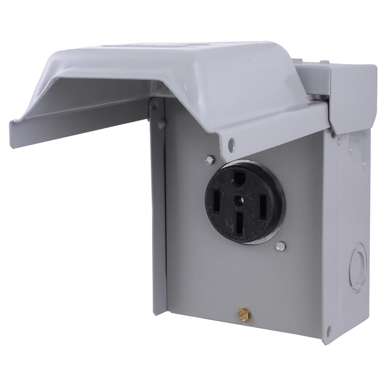 GE 50 amps 240 V Single Silver RV Power Outlet 1 pk