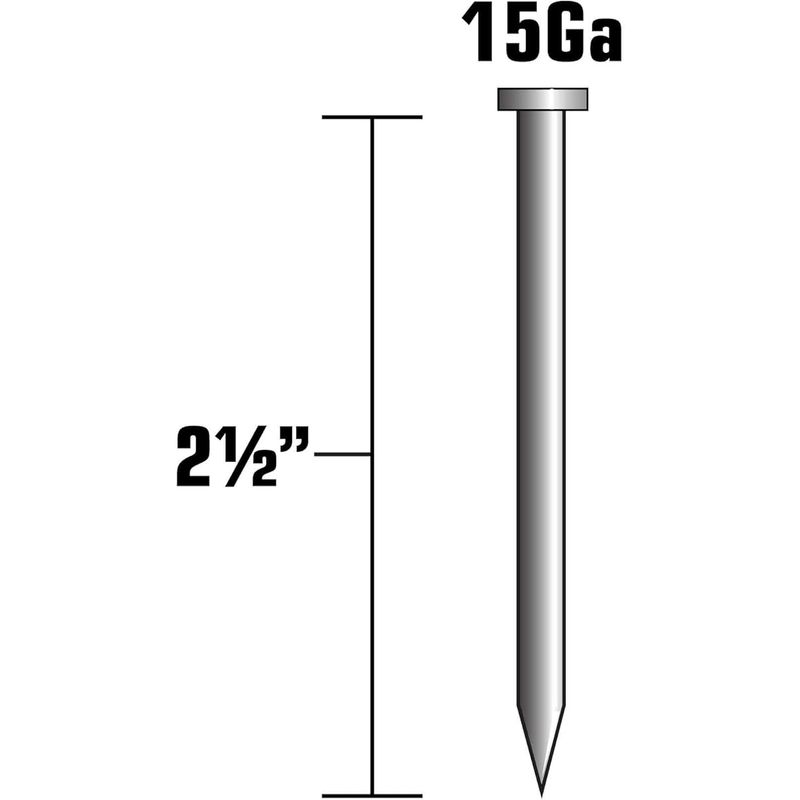 Metabo HPT Finish Nails, 2-1/2in. x 15 Gauge,Angled, Electro Galvanized, 1000 Count
