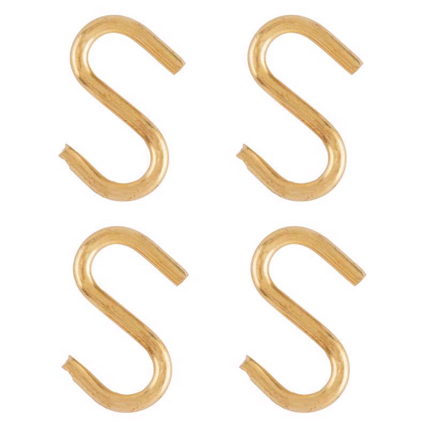 Ace Small Polished Brass Brass 3/4 in. L S-Hook 5 lb 4 pk