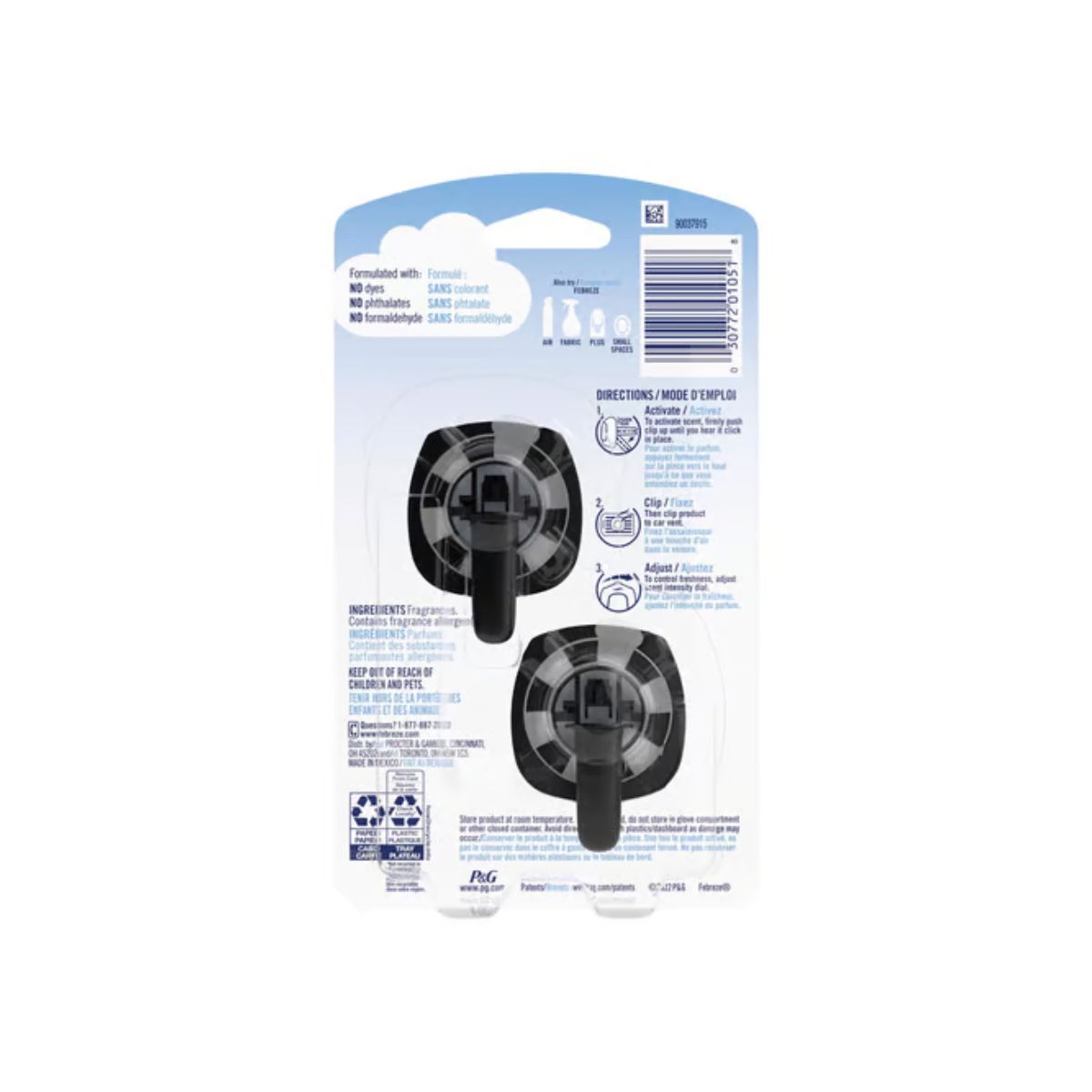 Febreze Car Platinum Ice Scent Vent Clip 0.07 oz. Liquid 2 Pack