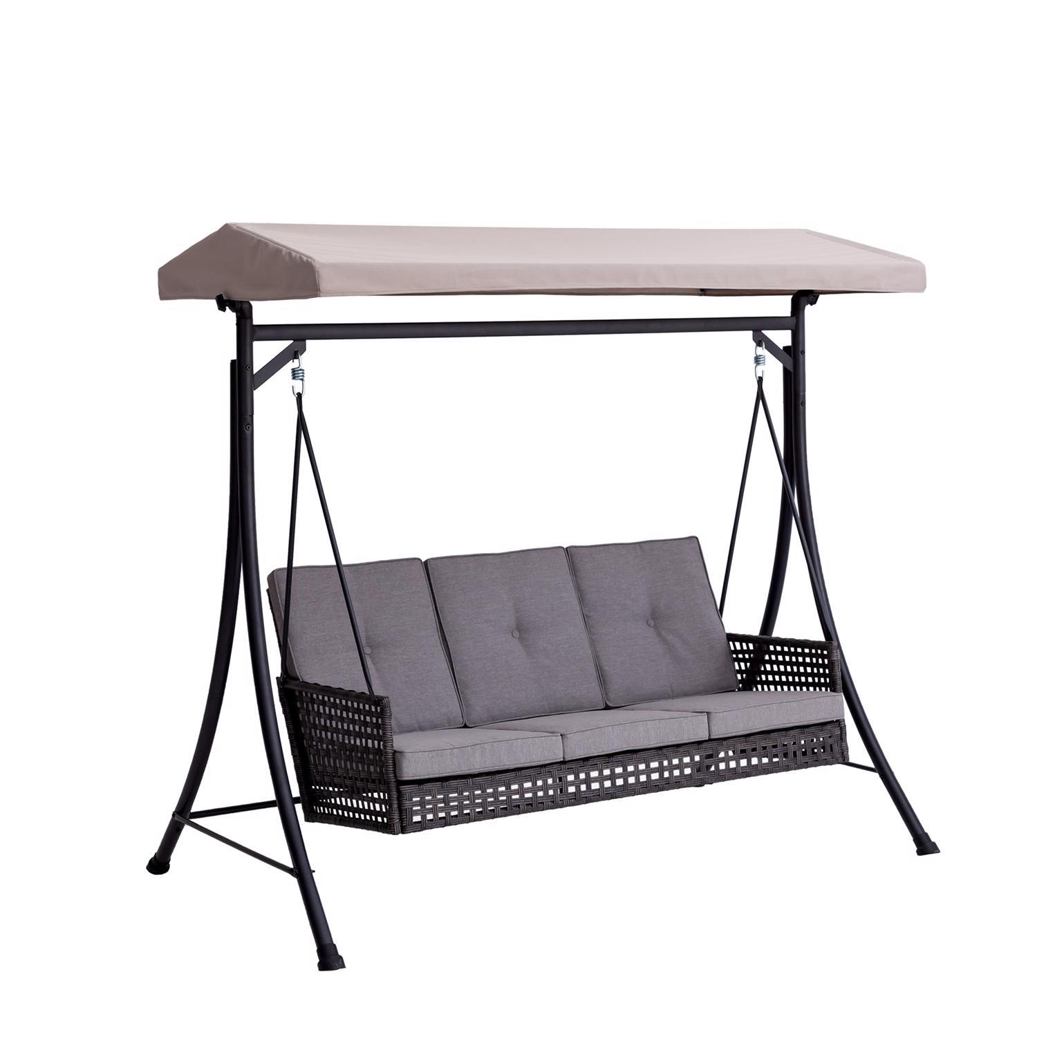 Living Accents 3 Person Black Steel Swing Stine Home + Yard The