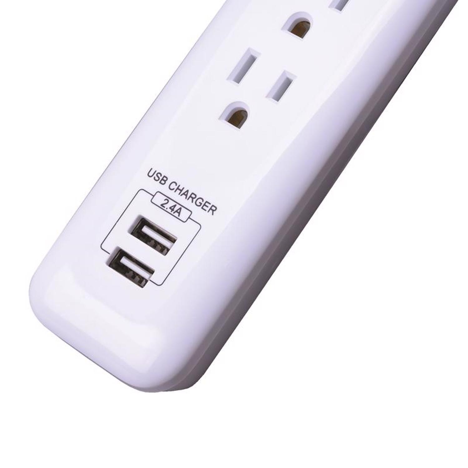 Monster Just Power It Up 3 ft. L 6 outlets Surge Protector w/USB White 1080 J