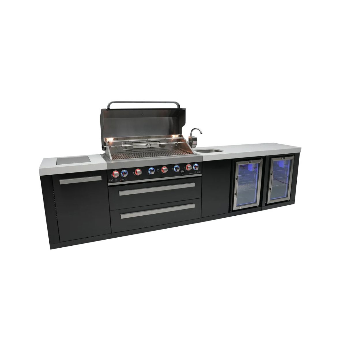 Mont Alpi 805 6-Burner Black Series Outdoor Kitchen &mdash; Beverage Center & Fridge
