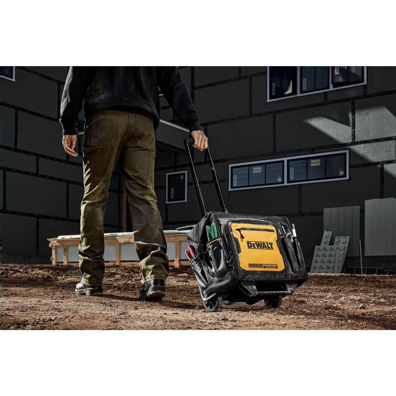 DEWALT Ballistic Nylon Tool Bag On Wheels Roller Tool Bag 27 pocket Black/Yellow 1 pc