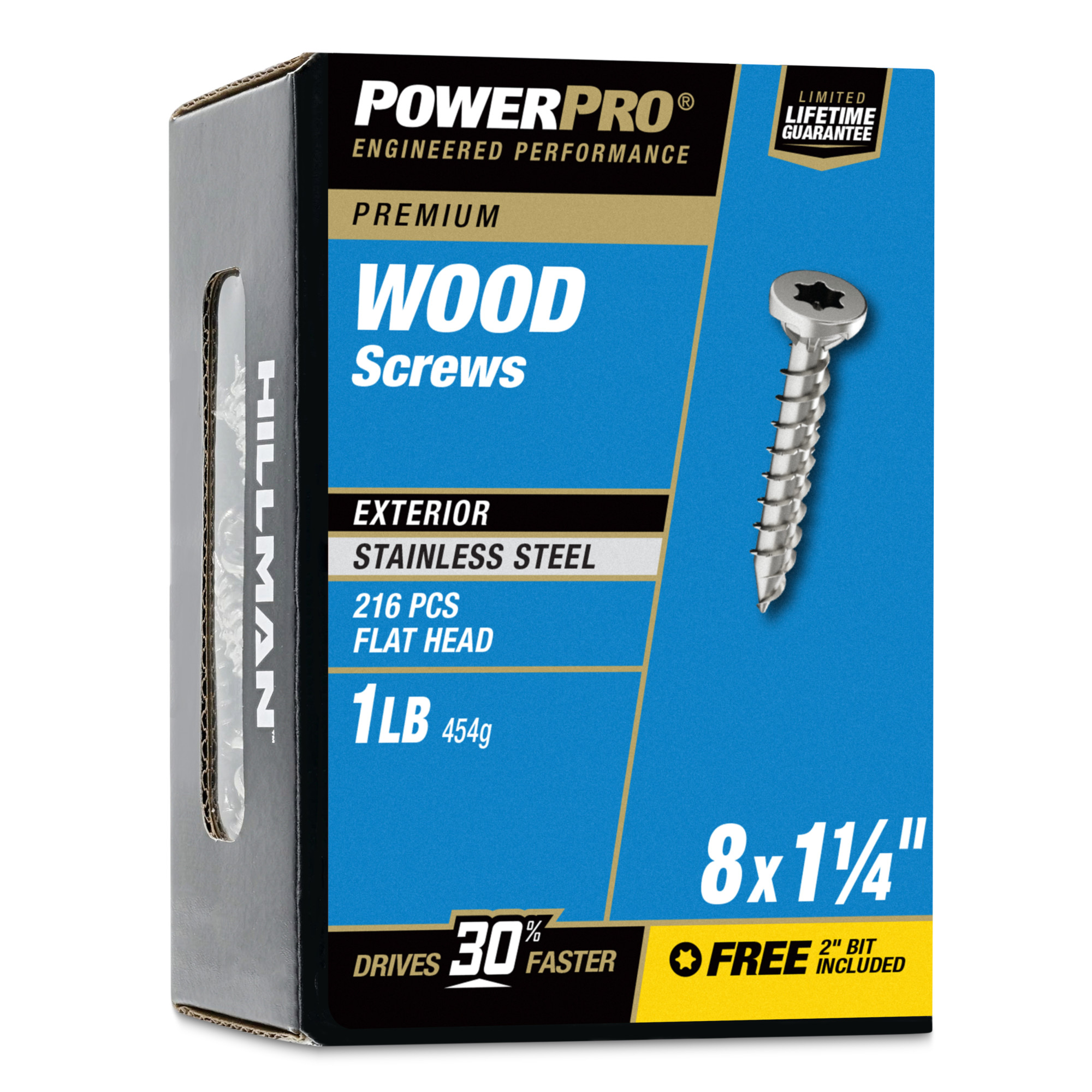 Power Pro Premium 305 Stainless Steel Wood Screws (#8 x 1-1/4 in.) - 216 pc