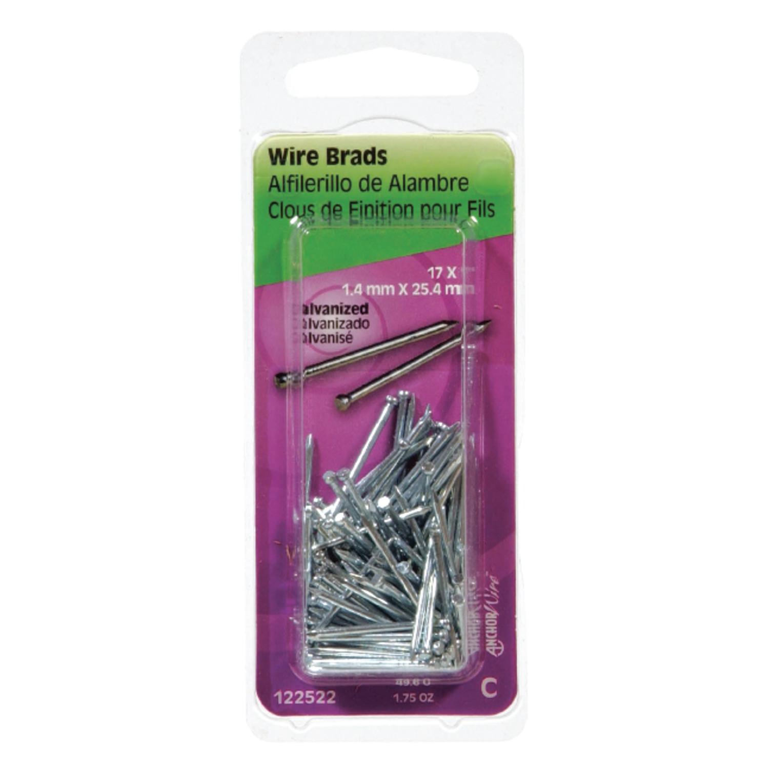 Hillman 17 Ga. X 1 in. L Galvanized Steel Brad Nails 1 pk 1.75 oz Hillman 17 Ga. X 1 in. L Galvanized Steel Brad Nails 1 pk 1.75 oz