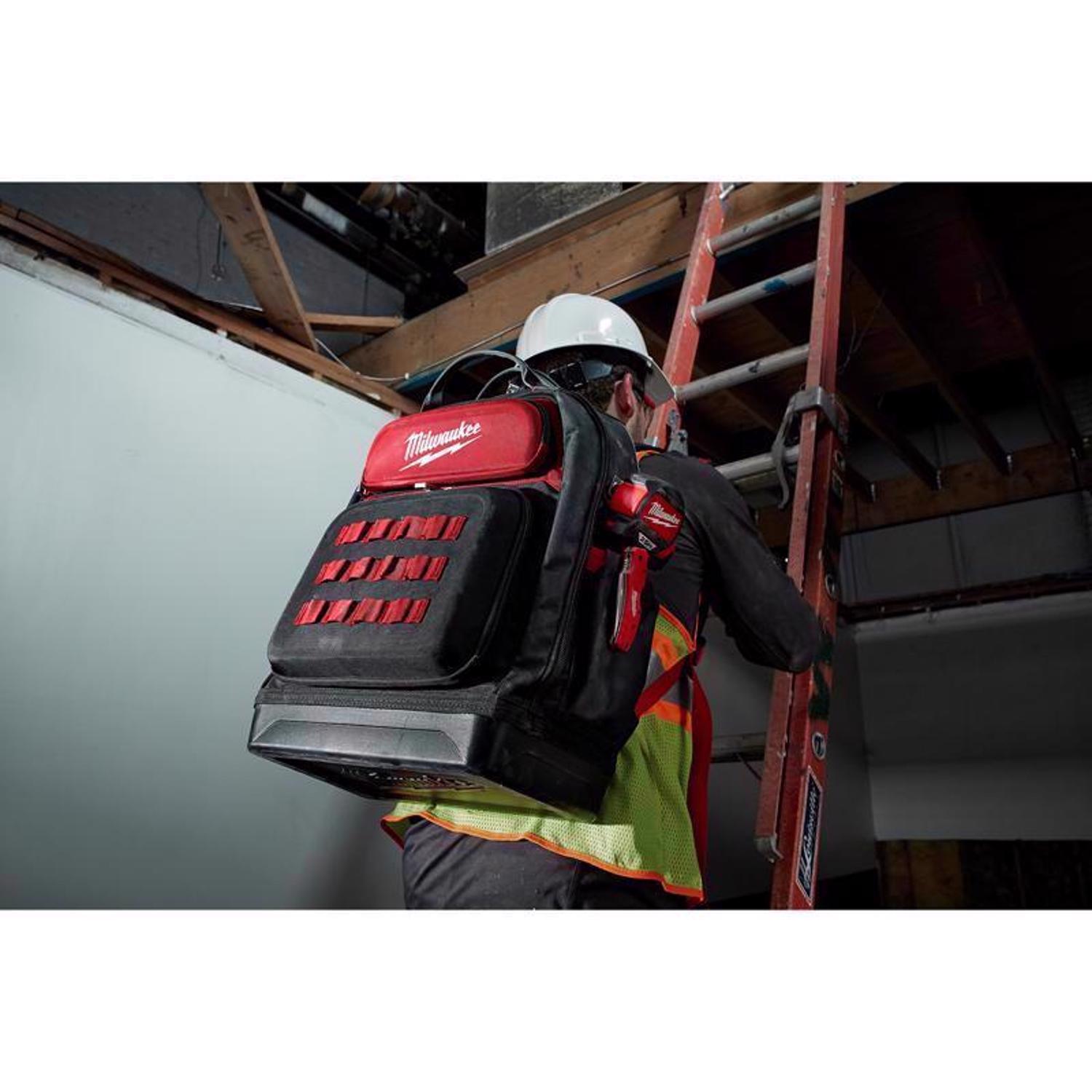Milwaukee Ultimate Jobsite Ballistic Nylon Backpack 48 pocket Black/Red 1 pc