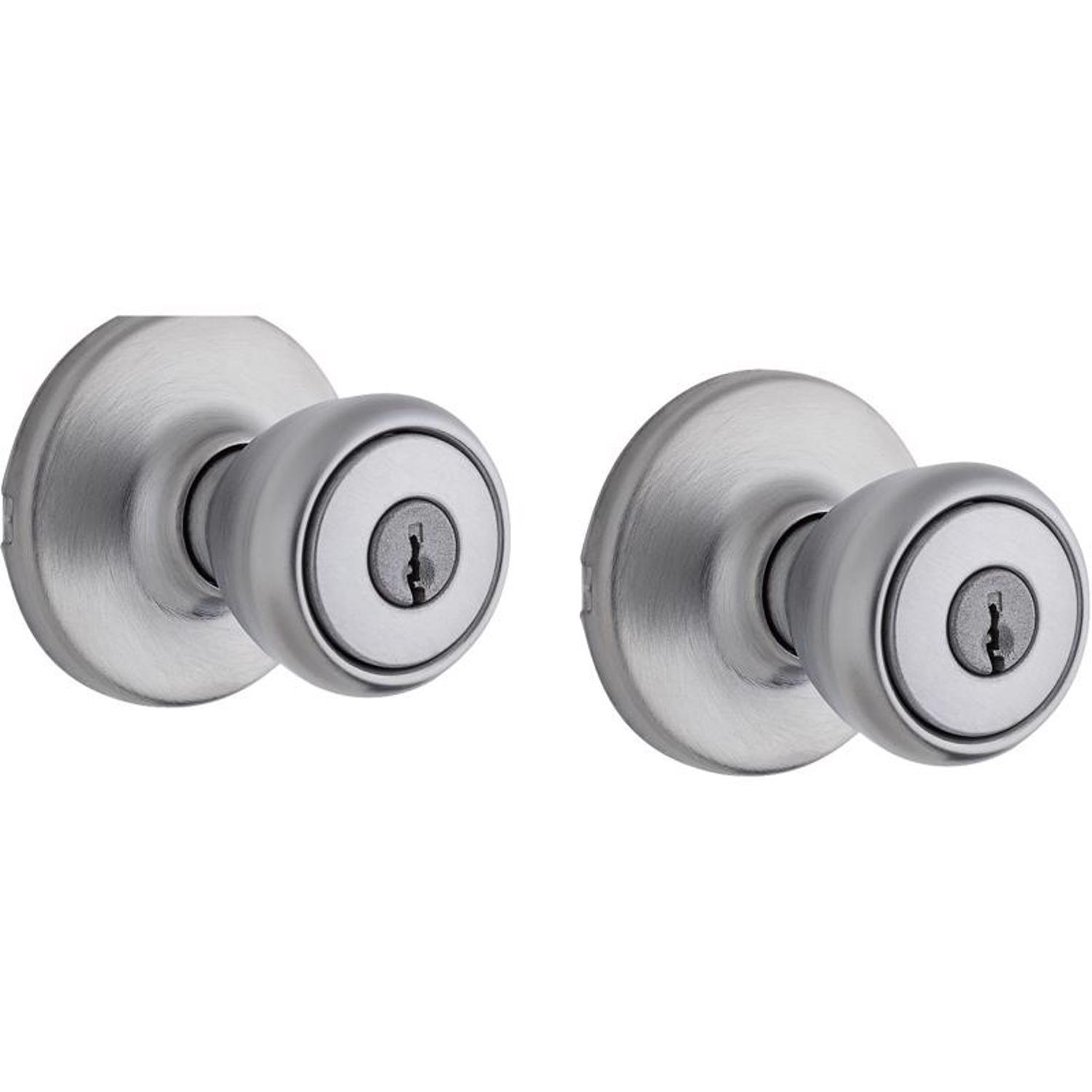 Kwikset Tylo Satin Chrome Entry Knobs 1-3/4 in.