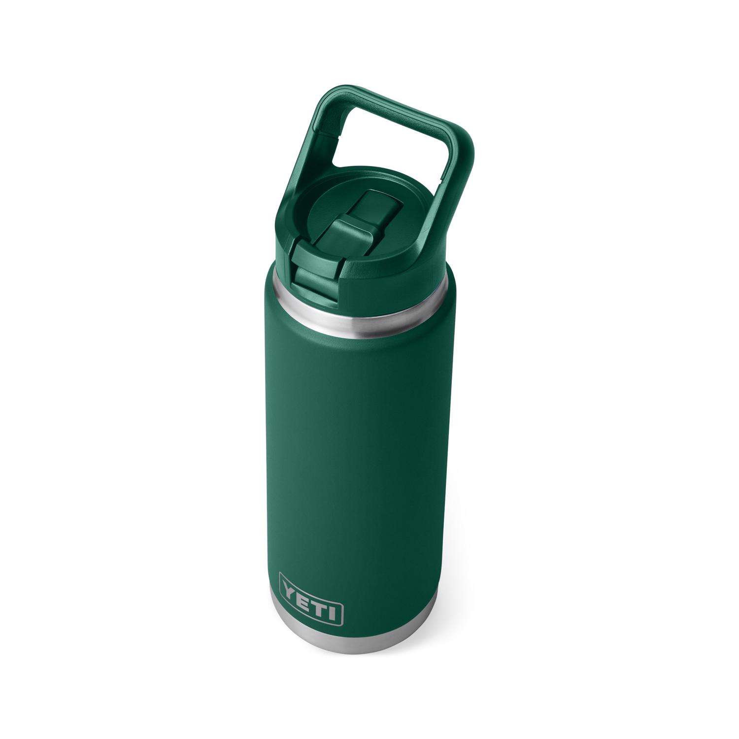 YETI Rambler 26 oz Black Forest Green BPA Free Bottle with Straw Cap