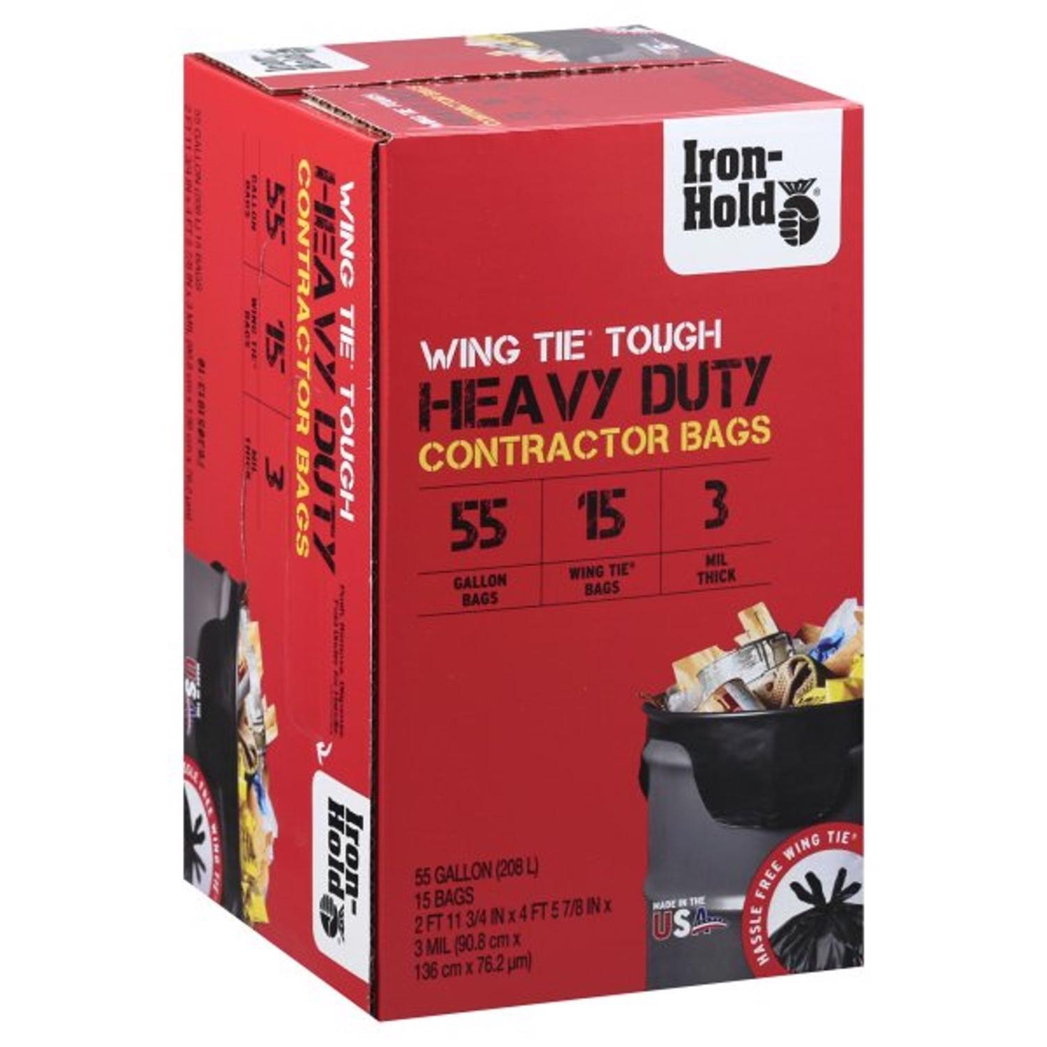 Iron-Hold 55 gal No Scent Scent Contractor Bags Wing Ties 15 pk 3 mil