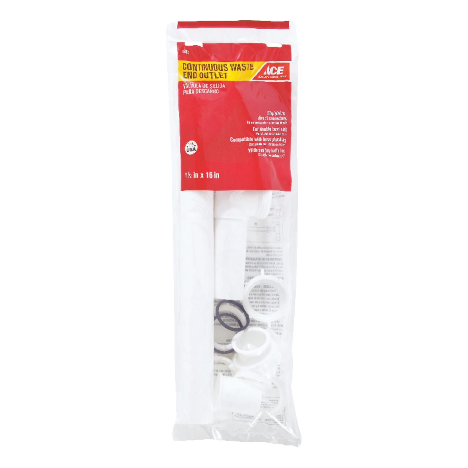 Ace 1-1/2 in. D X 16 in. L Plastic Continuous Waste Outlet