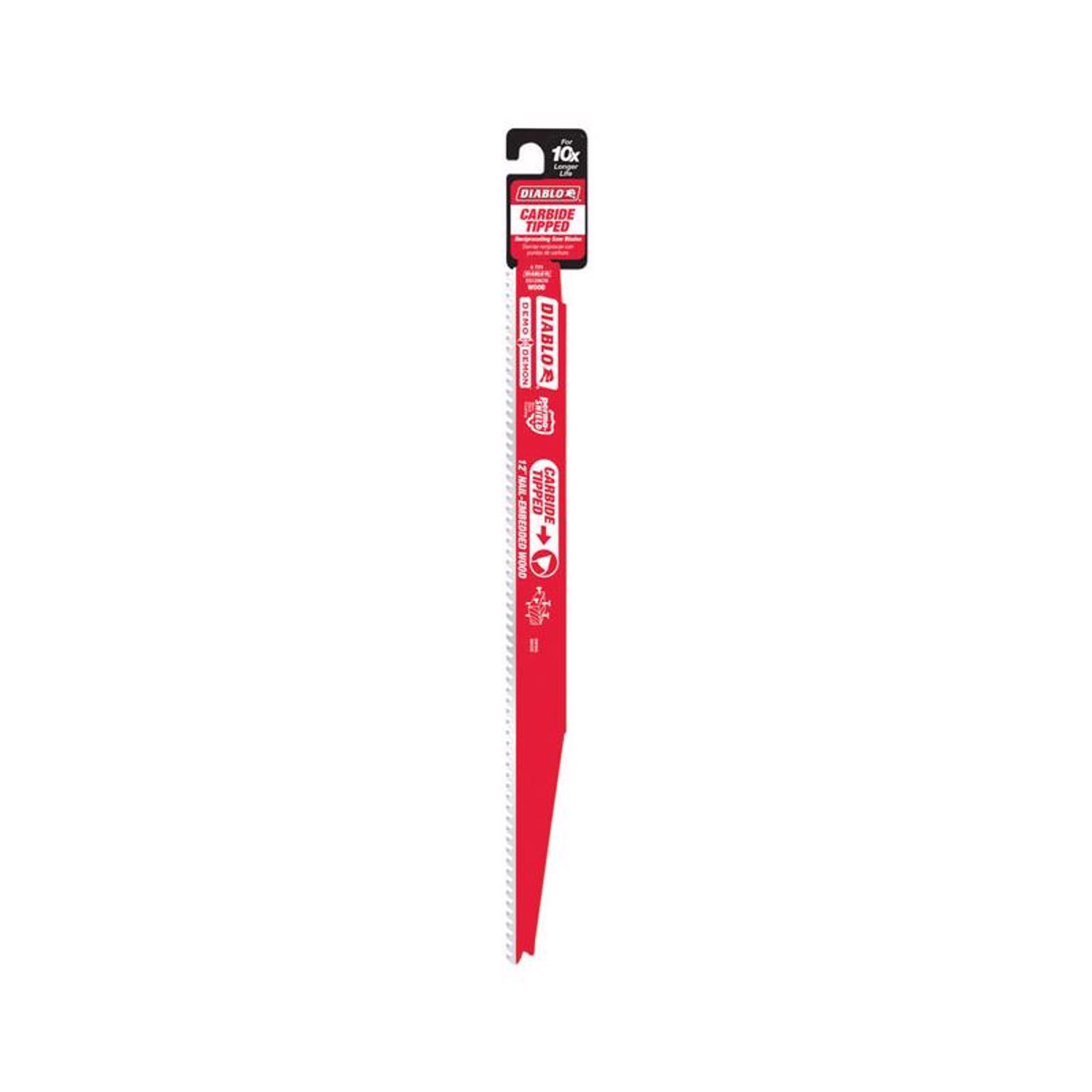 Diablo Demo Demon 12 in. Carbide Tipped Nail-Embedded Wood Reciprocating Saw Blade 5/7 TPI 1 pc
