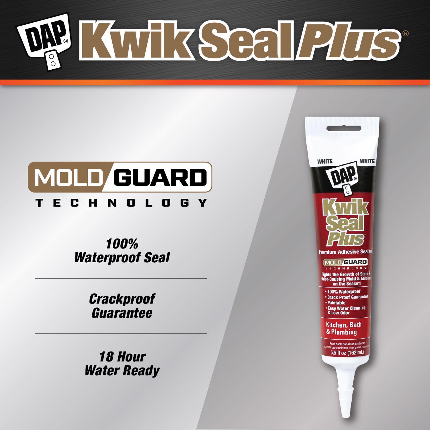DAP Kwik Seal Plus White Siliconized Latex Kitchen and Bath Caulk 5.5 oz