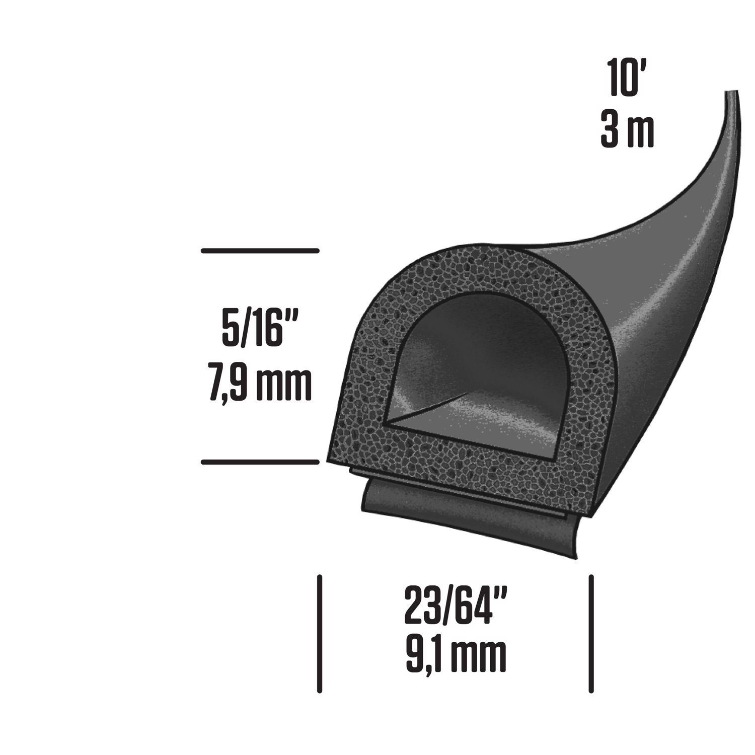 M-D Building Products Black Rubber Weatherstrip For Auto and Marine 204 in. L X 0.31 in.