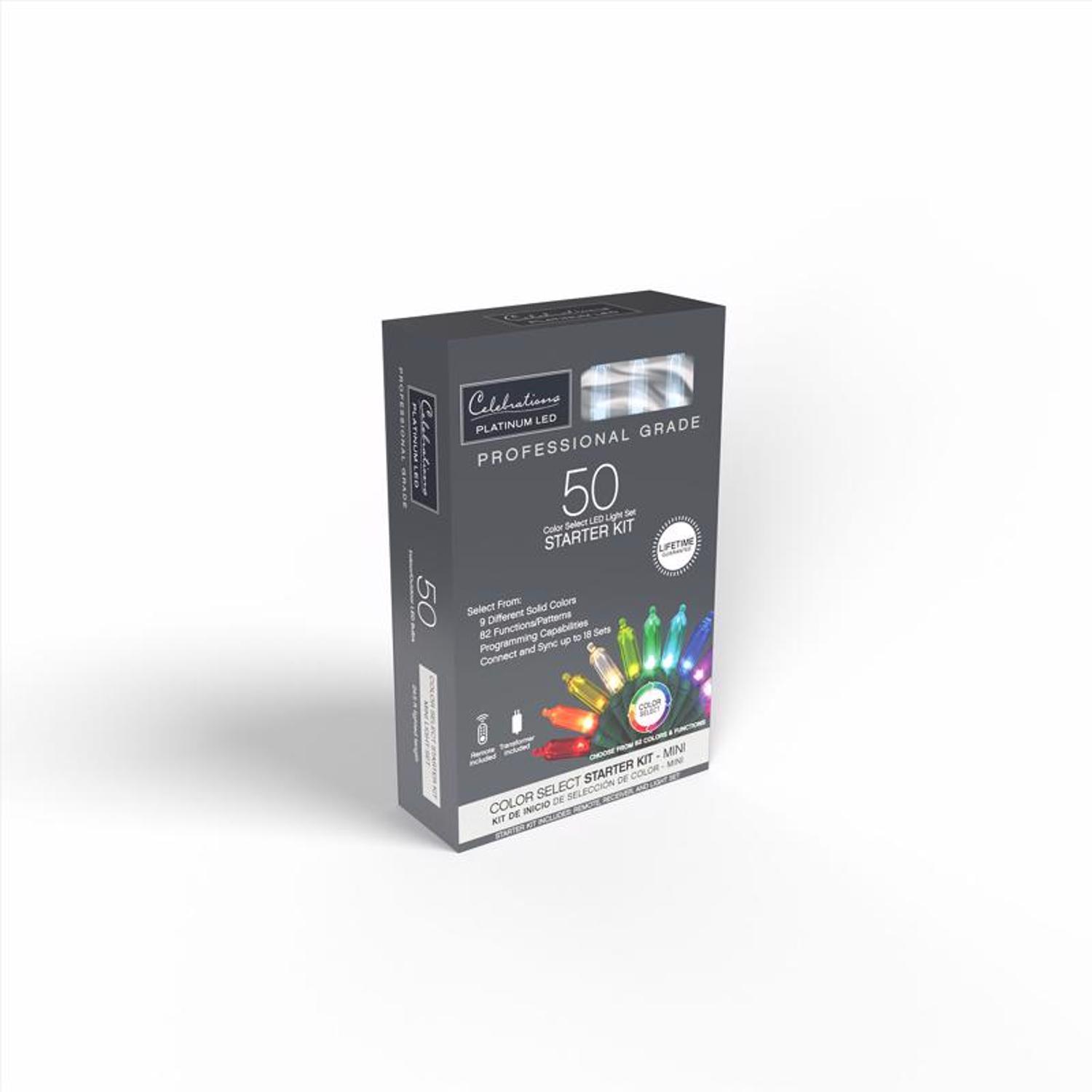Celebrations Platinum LED T5 Multicolored 50 ct String Lights w/Remote Christmas Lights 25 ft.