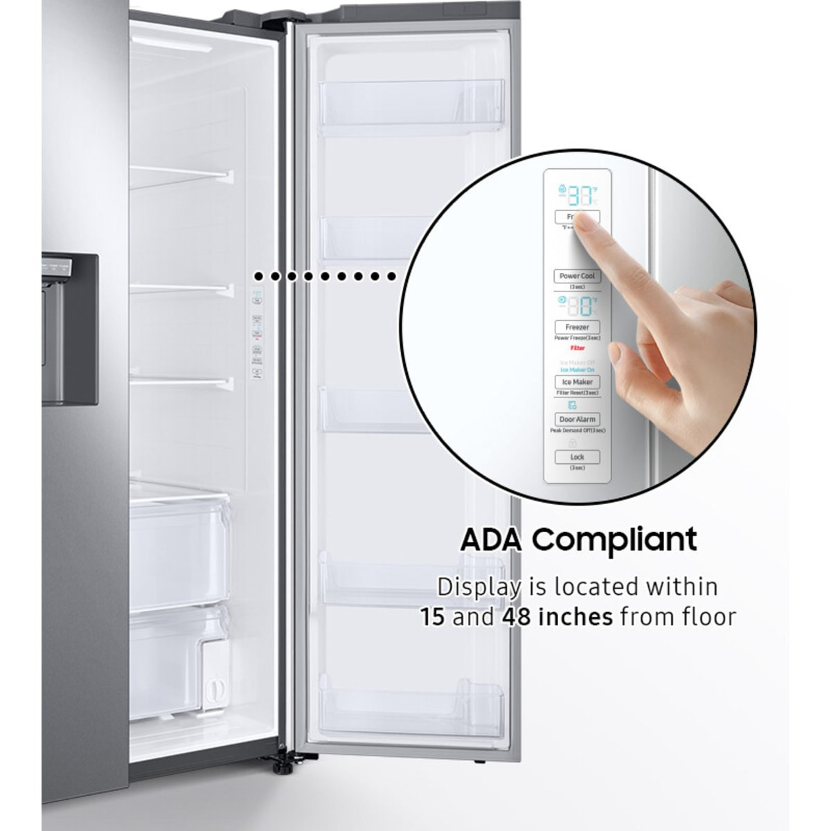 Samsung 36 in. Freestanding Side by Side Smart Refrigerator with 27.4 Cu. Ft. Total Capacity