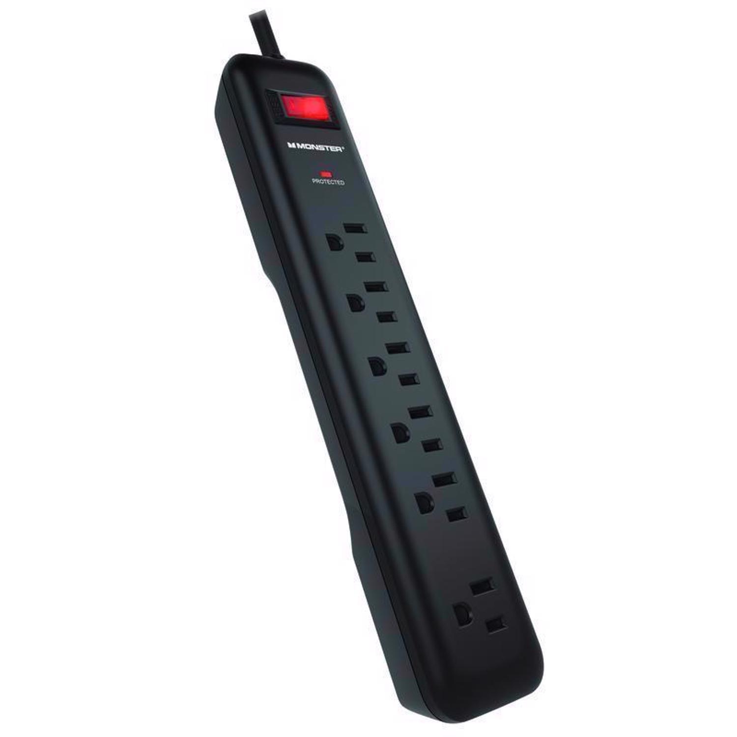 Monster Just Power It Up 4 ft. L 6 outlets Surge Protector Black 1080 J