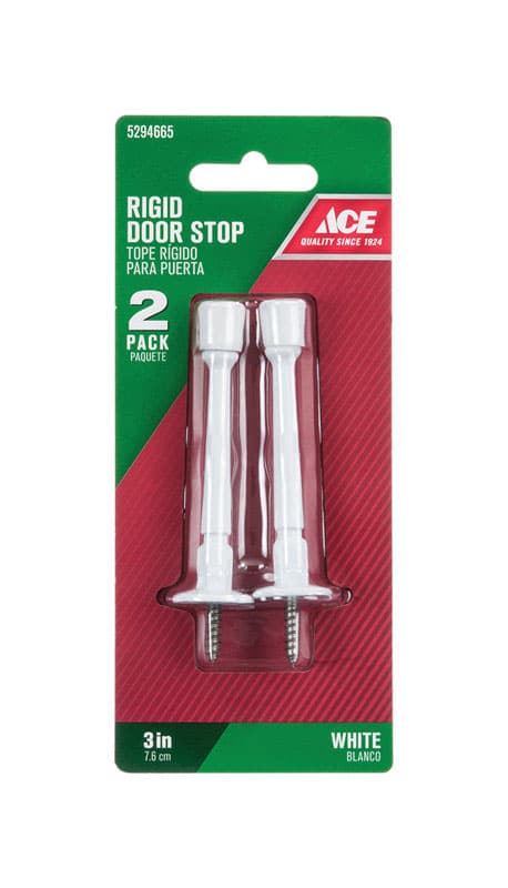 Ace 3 in. W Metal White Rigid Door Stop Mounts to door and wall 1.8 in.