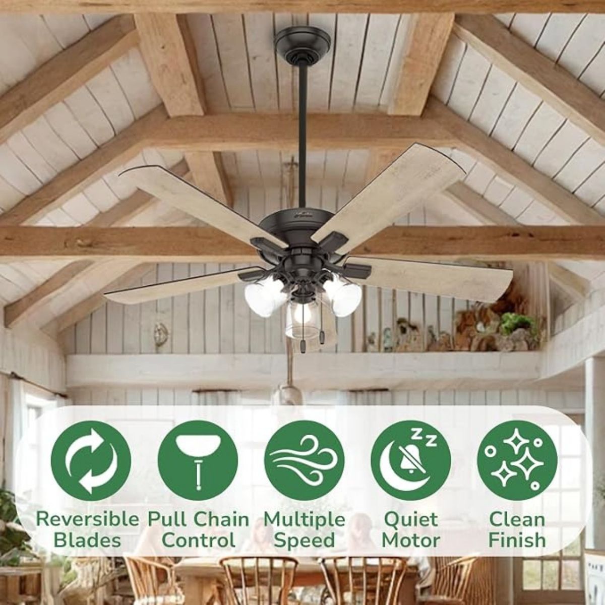Hunter Crestfield 52 in. Bronze with 3 LED Indoor Ceiling Fan